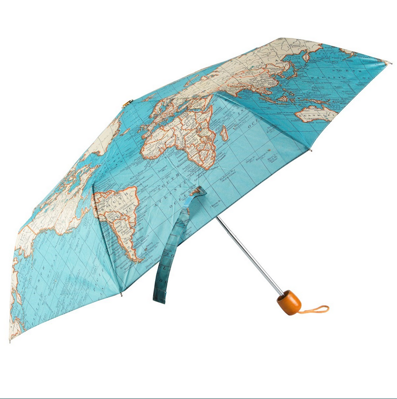 Regenschirm mit Weltkarte / Vintage Map Folding Umbrella
