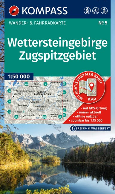 5 Wettersteingebirge, Zugspitzgebiet 1:50.0000 - Kompass Wanderkarte