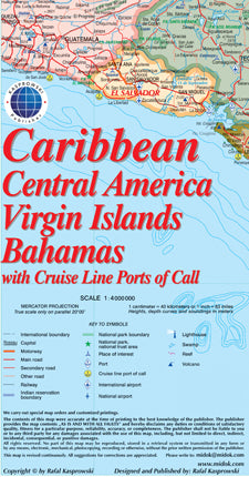 Karibik mit Kreuzfahrthäfen - 1:4.000.000