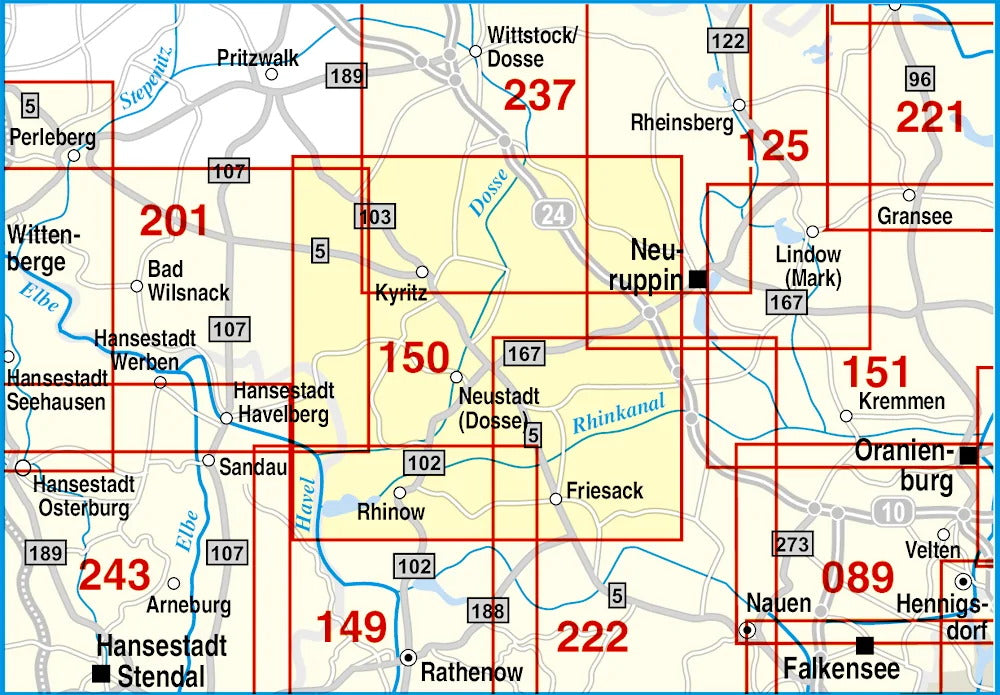 150 Neustadt (Dosse), Kyritz, Rhinow und Umgebung 1:50.000