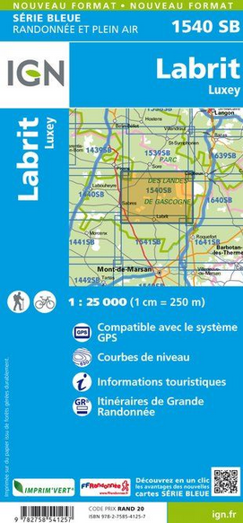 Aquitaine Süd 1:25.000 - Topographische Karte Frankreich Série Bleue