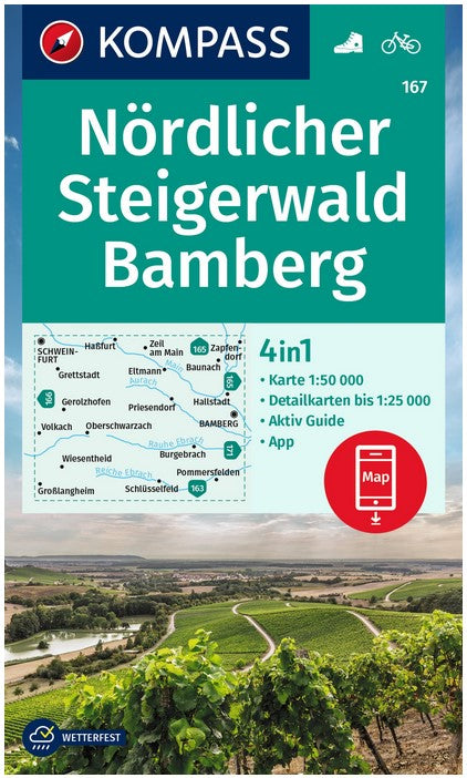 167 Nördlicher Steigerwald-Bamberg - Kompass Wanderkarte