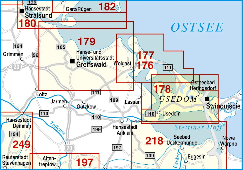 178 Insel Usedom, Ahlbeck, Heringsdorf, Bansin, Swinemünde und Umgebung 1:35.000