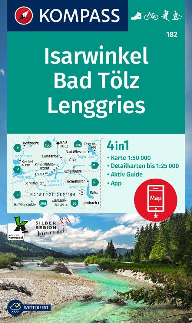 182 Isarwinkel, Bad Tölz, Lenggries - Kompass Wanderkarte