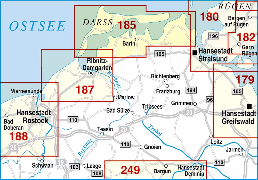 185 Fischland, Darß, Zingst und Umgebung 1:35.000