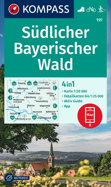 197 Südlicher Bayerischer Wald 1:50.000 - Kompass Wanderkarte