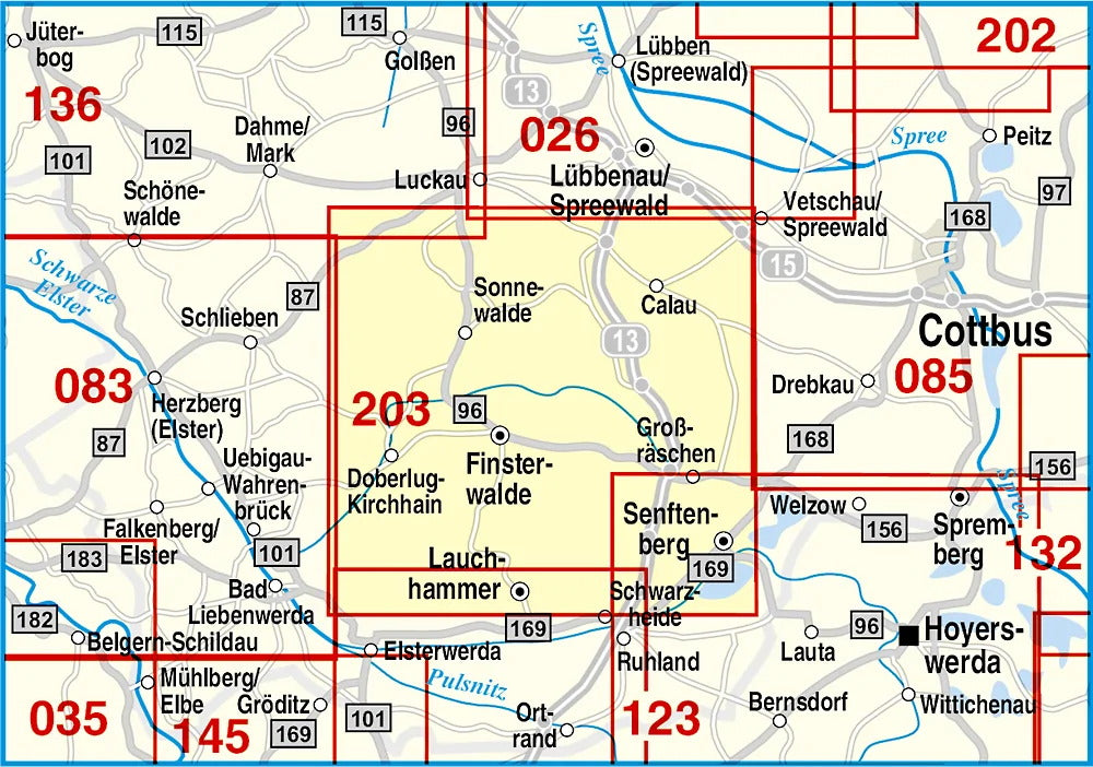 203 Finsterwalde, Calau, Doberlug-Kirchhain und Umgebung 1:50.000