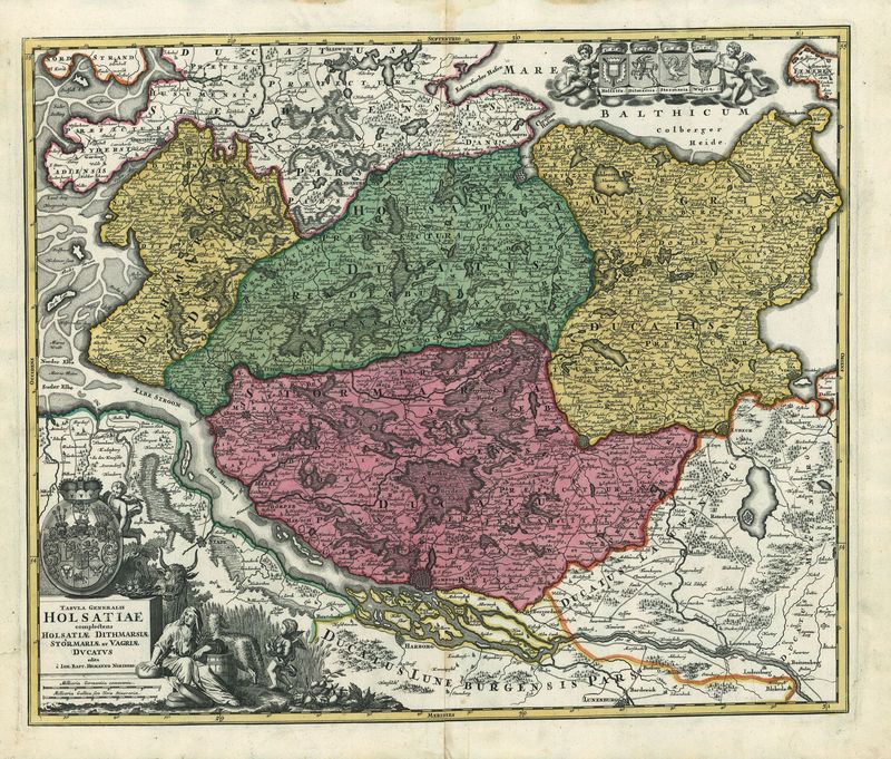R2333   Homann, Johann Baptist : Tabula generalis Holsatiae complectens Holsatiae Dithmarsiae  1720