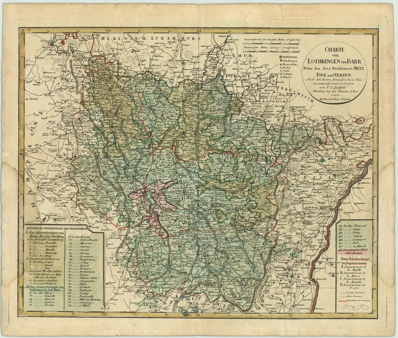 R2348   Homann Erben: Charte von Lothringen und Barr Nebst den drey Bisthümern Metz, Toul und Verdun  1793