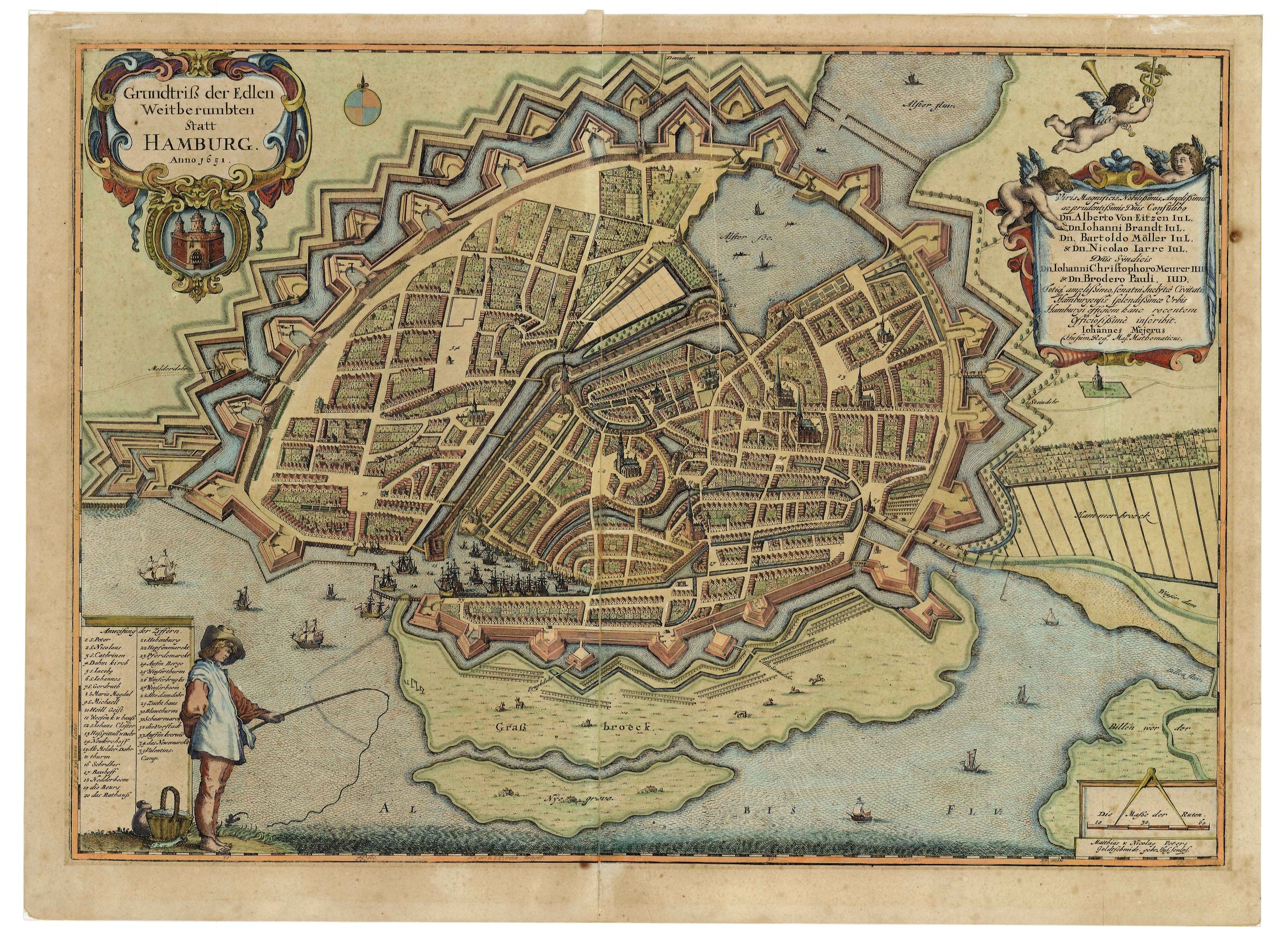 Hamburg im Jahr 1651 von Johannes Mejer & Casper Danckwerth