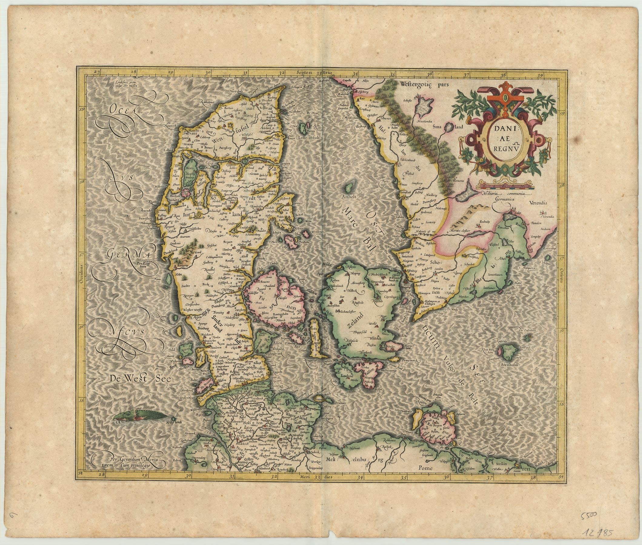 Dänemark um das Jahr 1600 von  Gerard Mercator