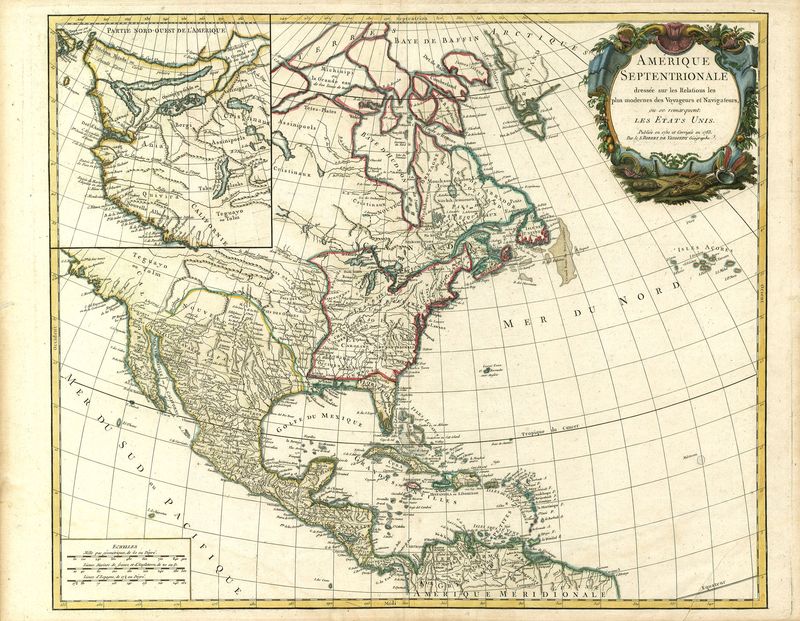 Nordamerika im Jahr 1783 von Robert de Vaugondy