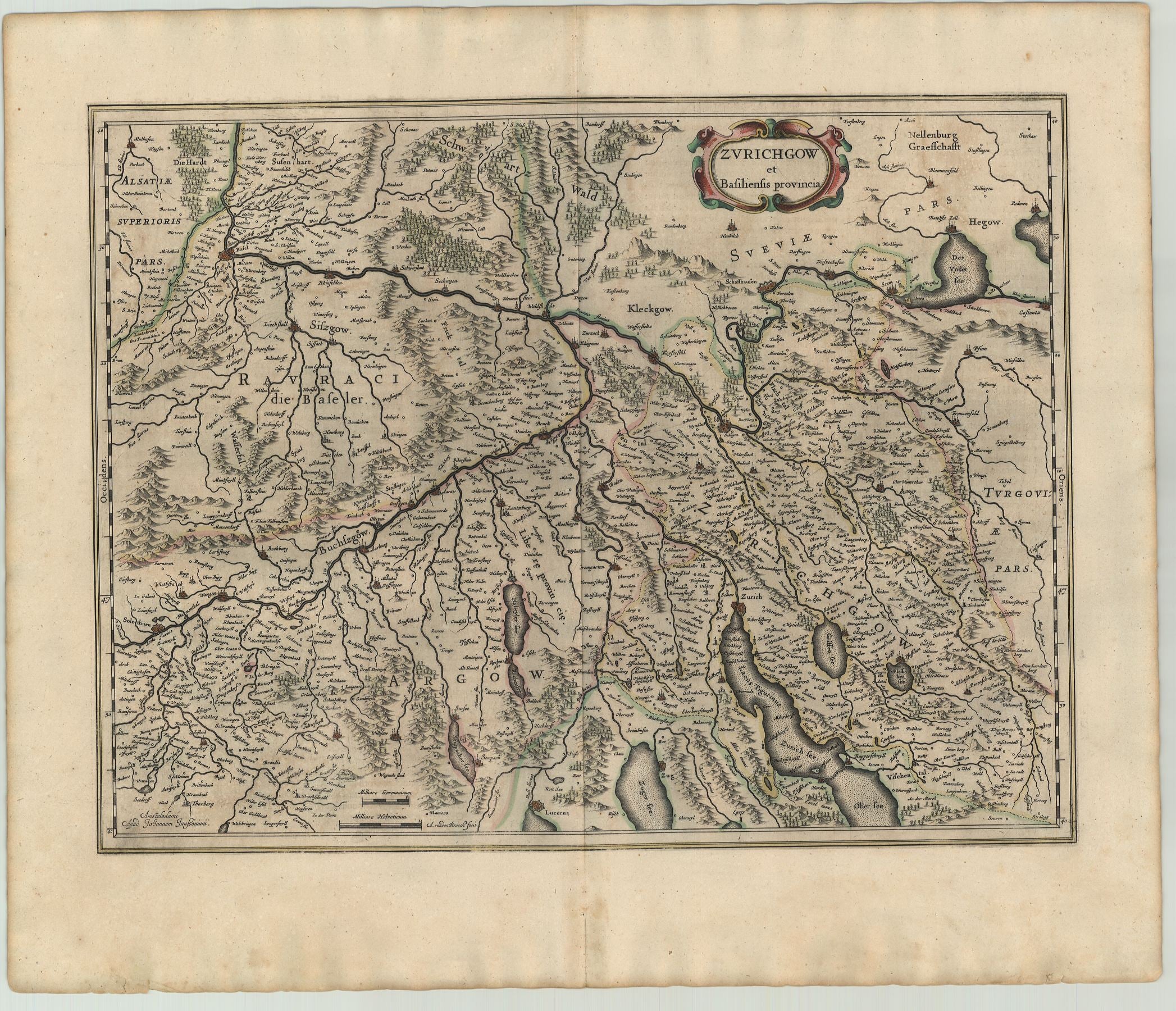 Basel und Zürich um das Jahr 1656 von Johannes Janssonius