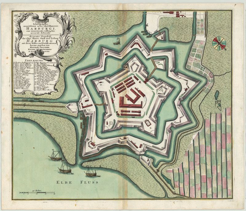 R2531   Seutter, Matthias : Accurater Grundriß der Chur. Hanov. Stadt und Vestung Harburg  1730