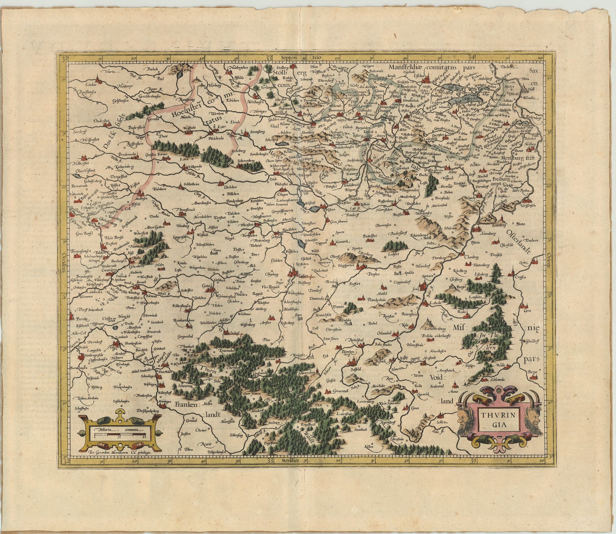 Thüringen im Jahr 1609 von Gerard Mercator