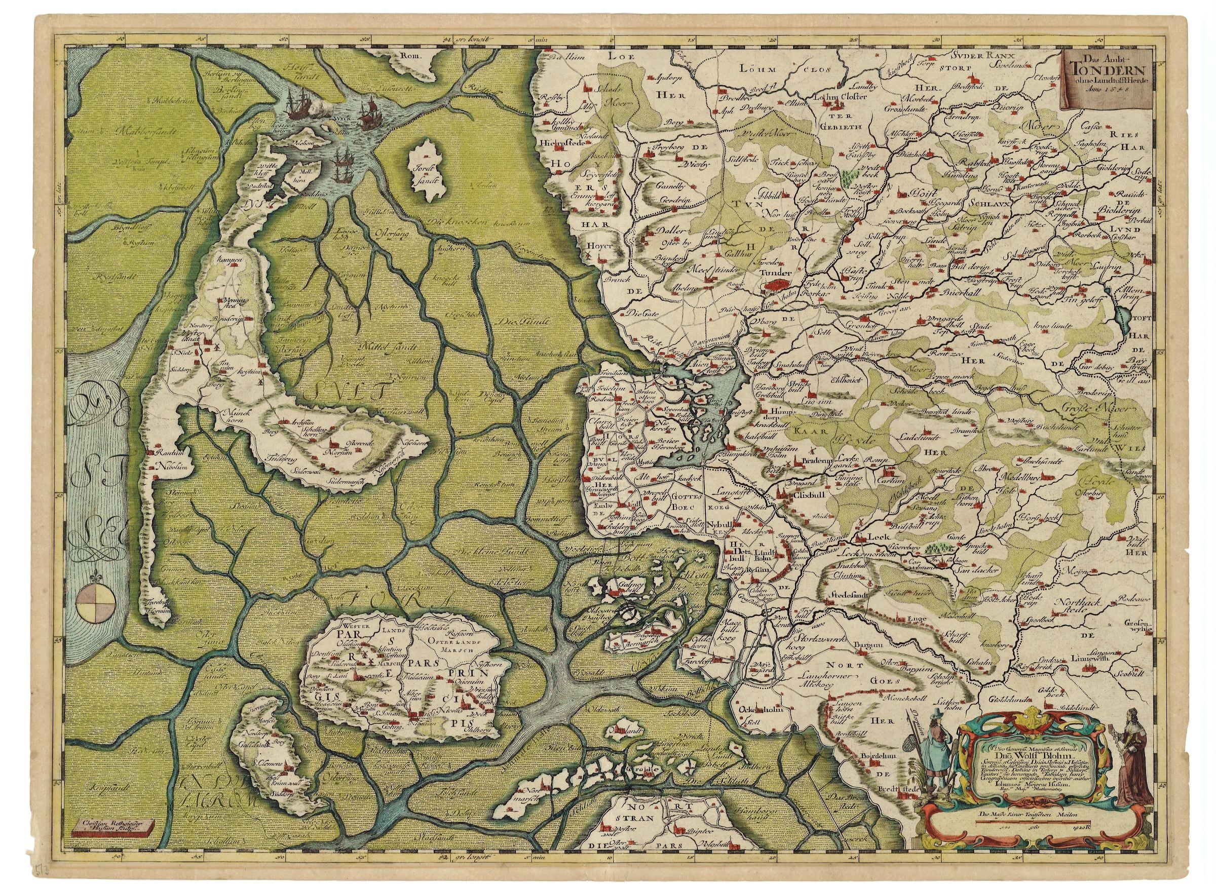 Tondern / Sylt um das Jahr 1650 von Johannes Mejer bei Casper Danckwerth