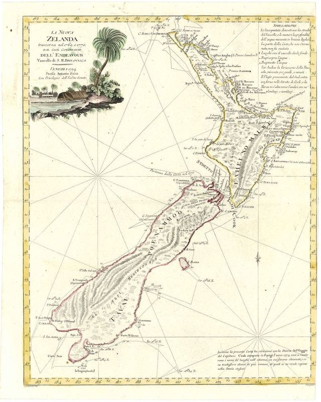 2568   Zatta, Antonio: La Nuova Zelanda trascorsa nel 1769 e 1770 dal Cook Comandante dell´ Endeaver. 1794