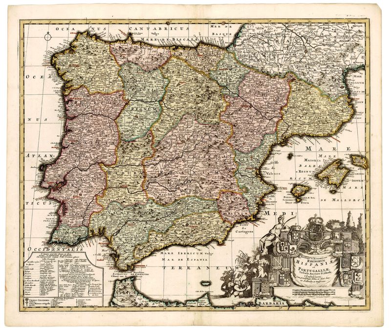 R2603   Schenk, Petrus: Novissima et Accuratissima Regnorum Hispaniae et Portugalliae  1734