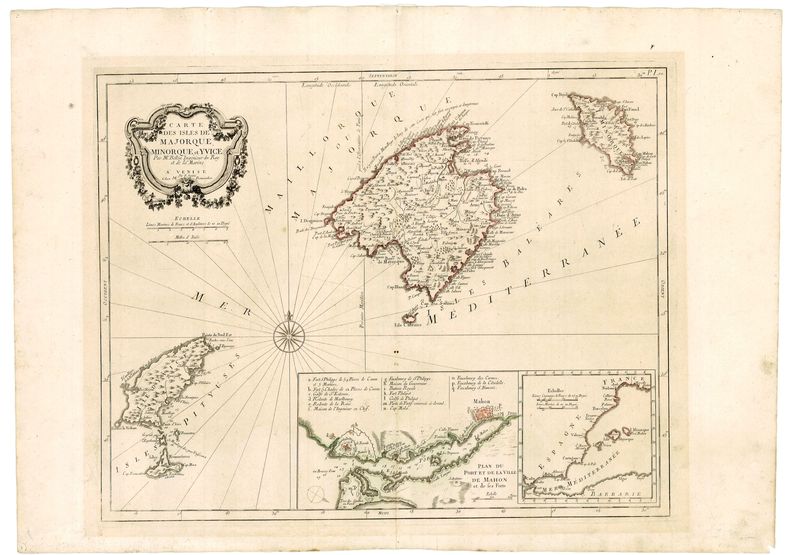R2626   Santini, P. : Carte des Iles de Maiorque, Minorque et Yvice.  1780