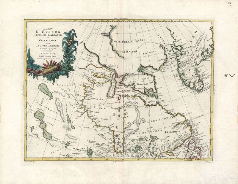 2633   Zatta, Antonio: La Baja D´Hudson, Terra di Labrador e Groenlandia con le Isole Adiacenti. 1778