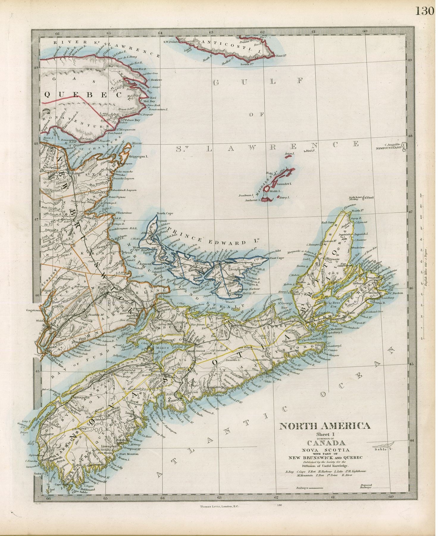 SDUK: North America sheet I. Dominion of Canada. Nova Scotia with part of New Brunswick and Quebec. 1877