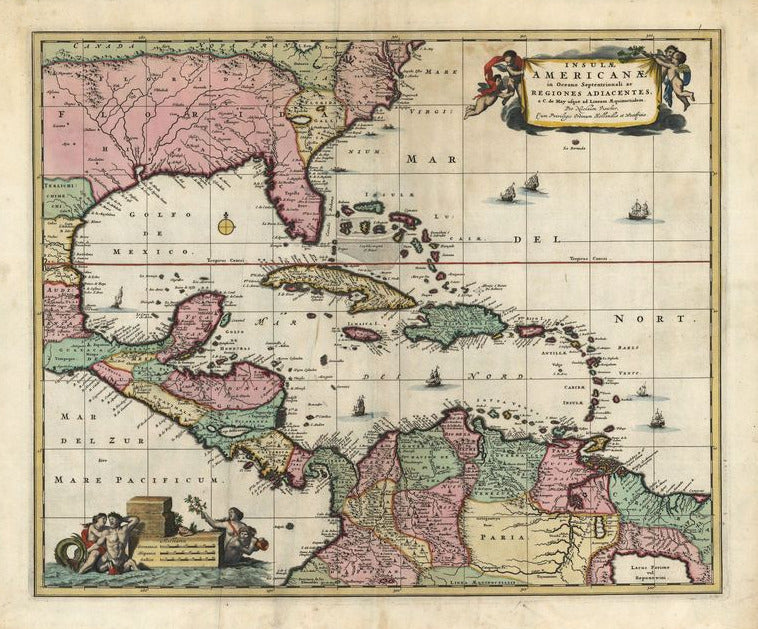 Zentralamerika und die Karibik in der Zeit um 1708