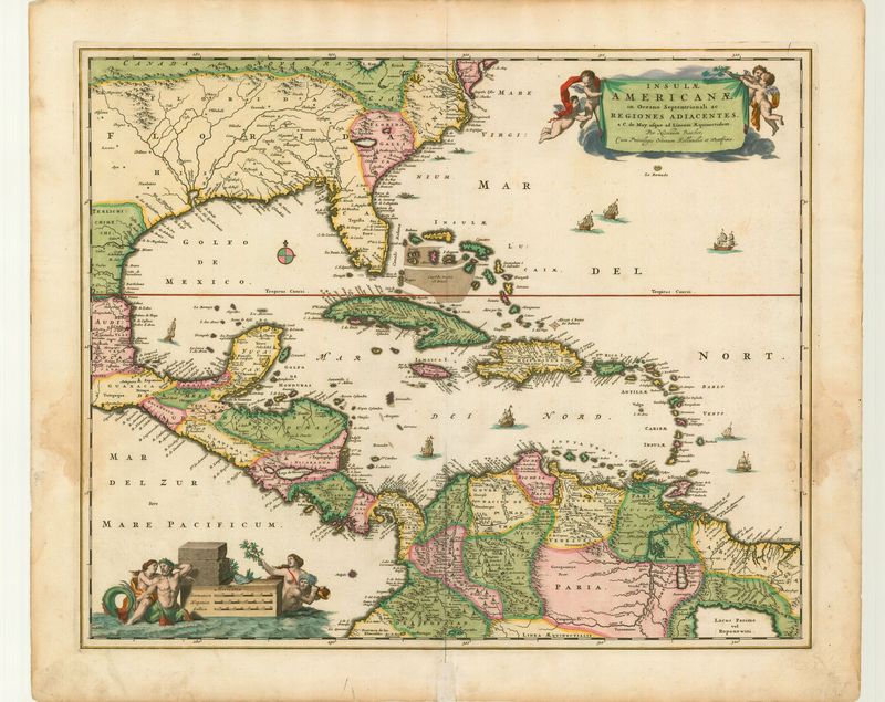 2712   Visscher, Nicolaus: Insulae  Americanae in Oceano Septentrionali et Regiones Adiacentes c. 1682