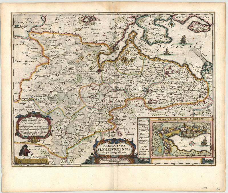 Flensburg im Jahr 1662 von Joan Blaeu und Johannes Mejer