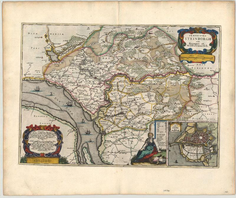 2776   Blaeu, Joan / Mejer, Johannes: Praefectura Steinborgh cum Kremper, et Wilstermarsch. 1663