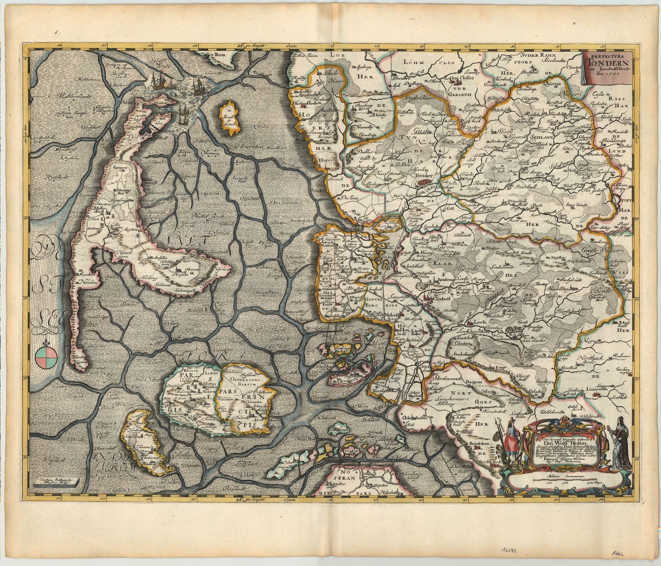 Sylt im Jahr 1662 von Joan Blaeu & Johannes Mejer