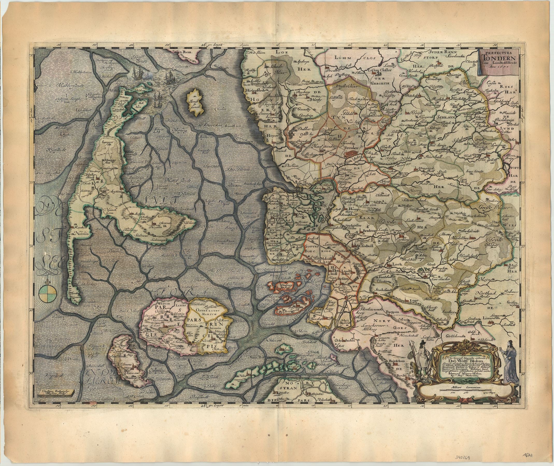 Sylt im Jahr 1672 von Joan Blaeu & Johannes Mejer