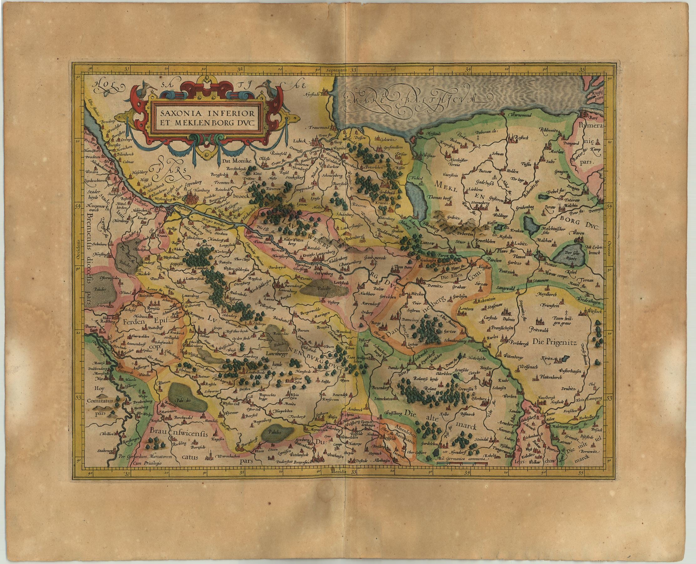 Niedersachsen & Mecklenburg im Jahr 1609 von Gerard Mercator