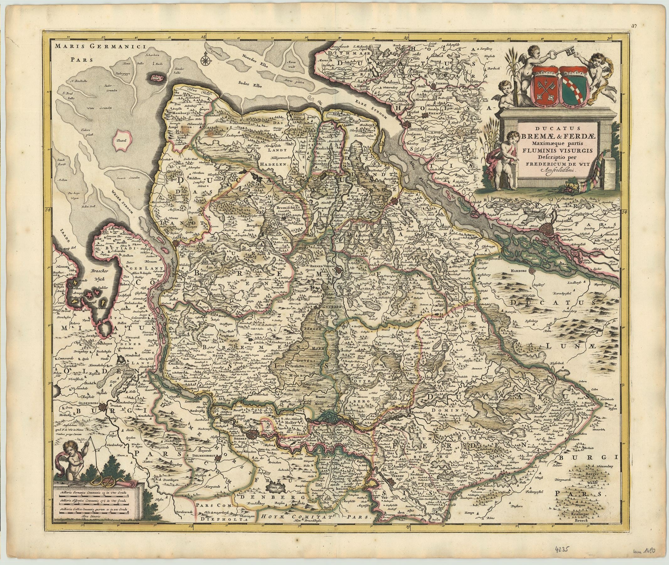 R2830 Wit, Frederic de: Ducatus Bremae & Ferdae Maximaeque partis Fluminis Visurgis Descriptio 1680