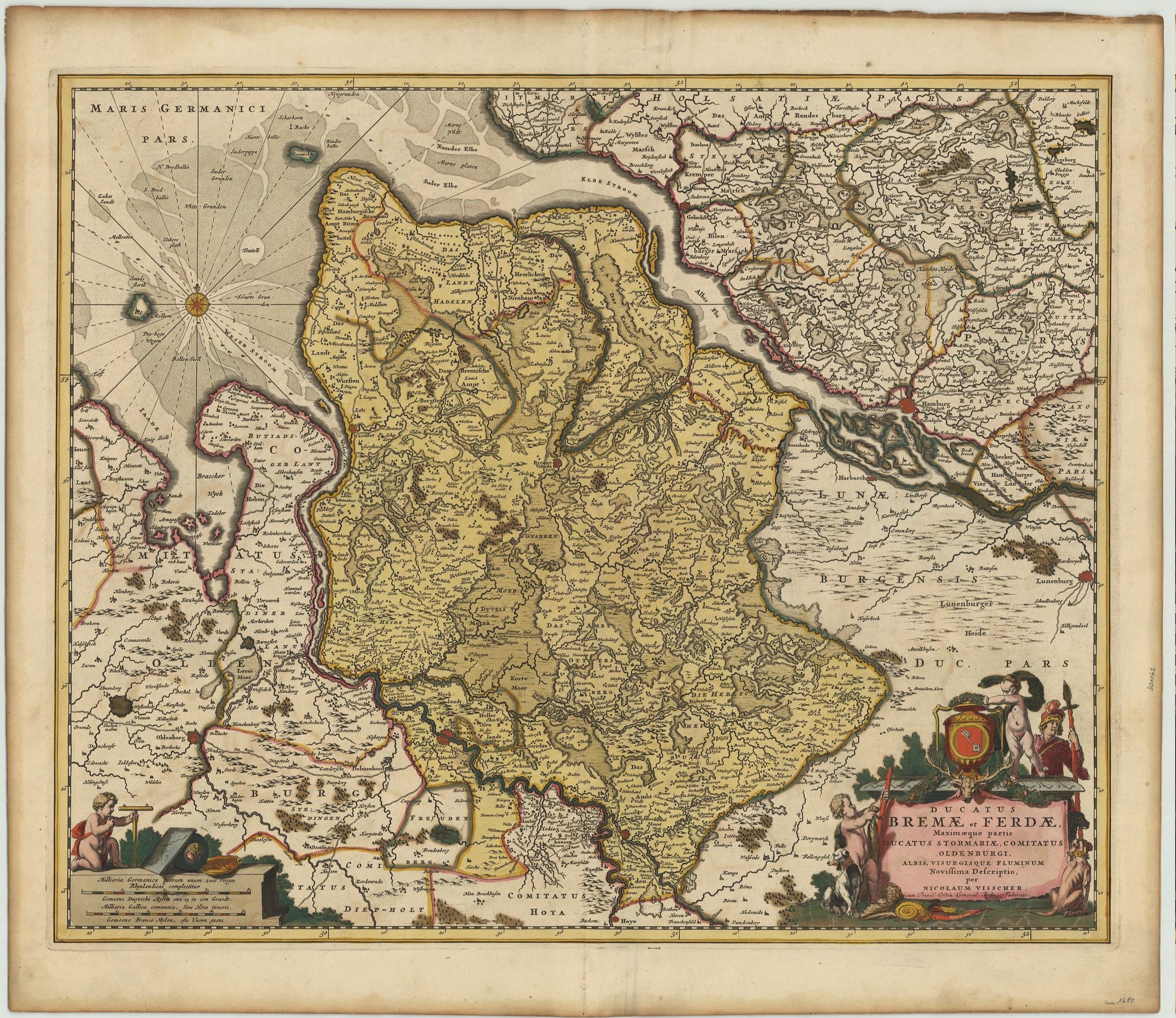 Elbe-Weser-Dreieck in der Zeit um 1680 von Nicolas Visscher