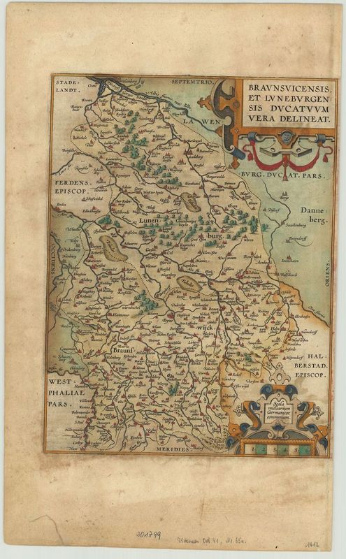 Braunschweig - Lüneburg im Jahr 1612 von Abraham Ortelius