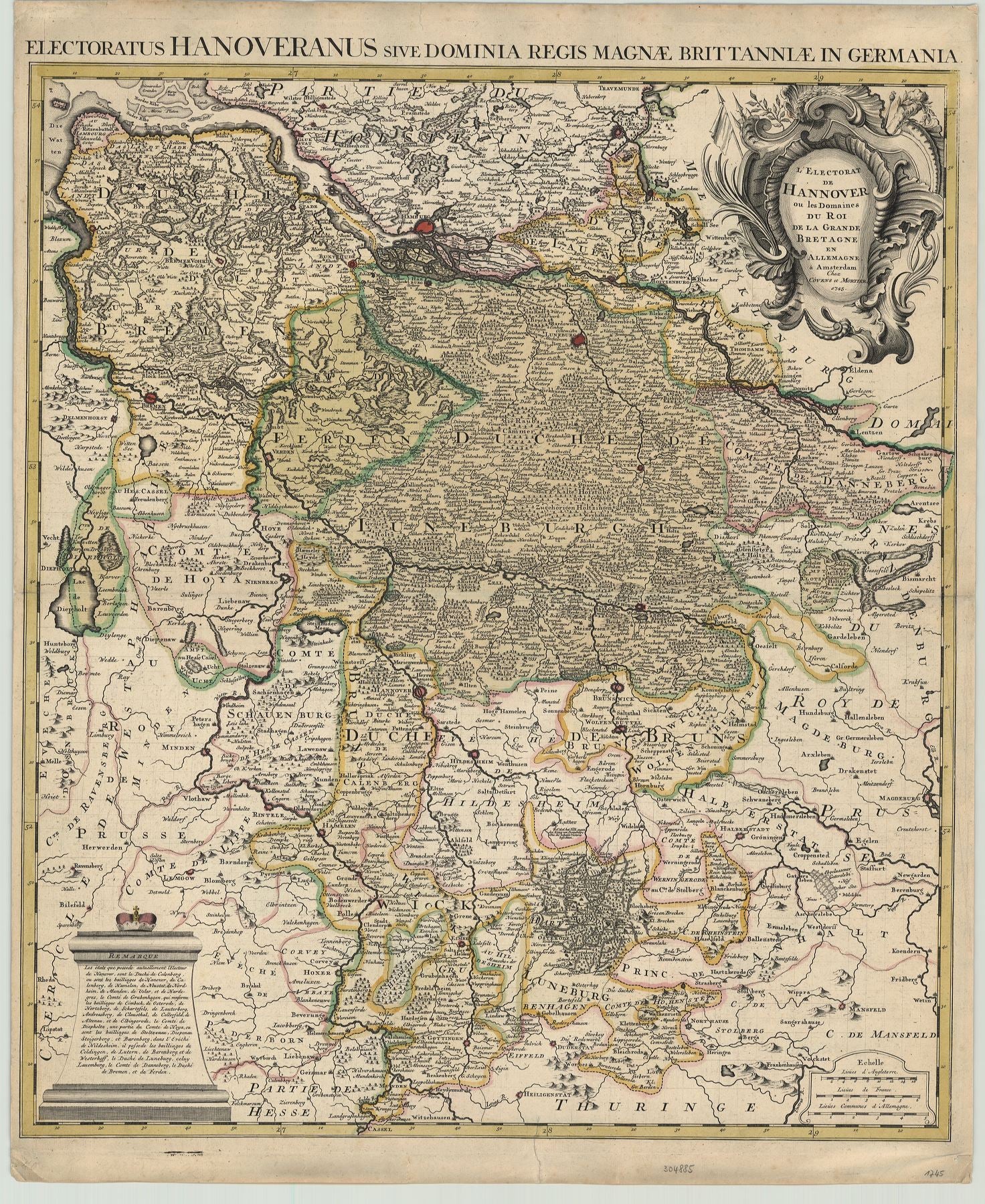 Hannover im Jahr 1745 von Jean Covens & Pierre Mortier