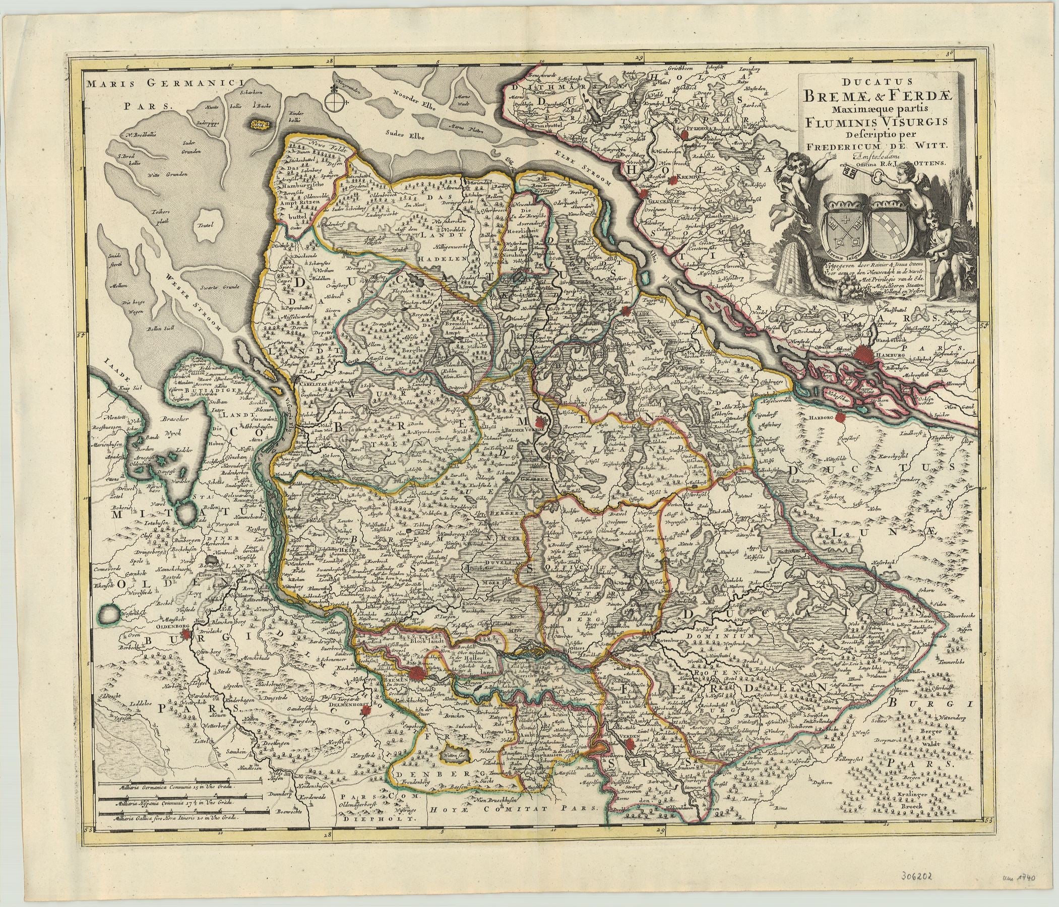 Wit, Frederick de, Ottens, Josua & Reinier : Ducatus Bremae et Ferdae Maximaeque partis Fluminis Visurgis Descriptio 1740