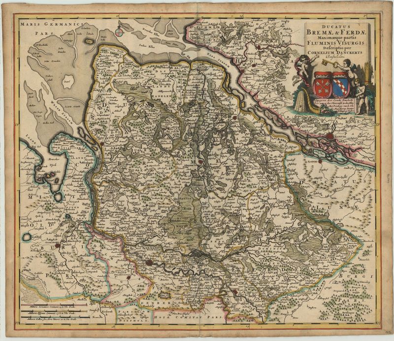 R2875   Danckerts, Cornelis : Ducatus Bremae et Ferdae Maximaeque partis Fluminis Visurgis Descriptio   1696