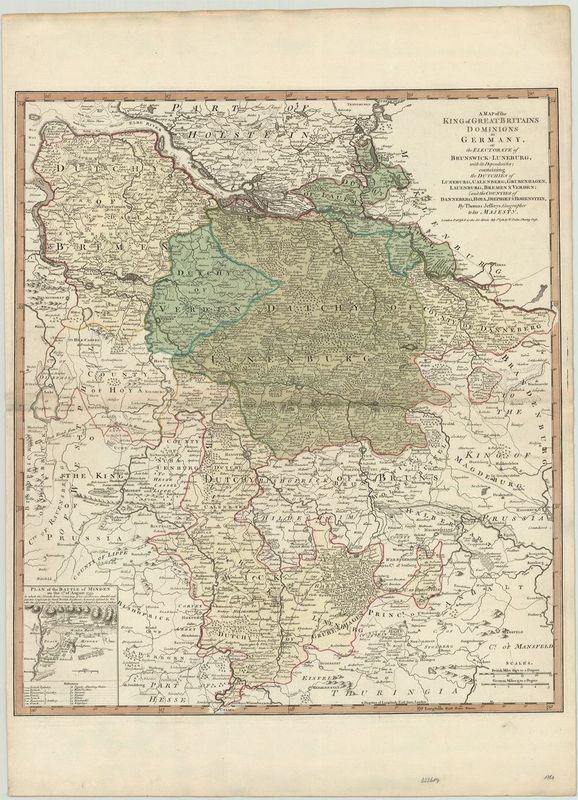 2891   Jefferys, Thomas (bei W. Faden): A Map of the Ling of Great Briains Dominions in Germany, or the Electorate of Brunswick-Luneburg, with ist Depemdencies; ....  1781