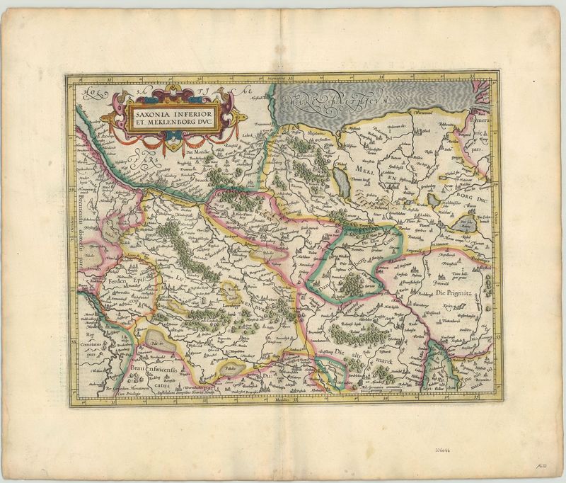 Niedersachsen-Mecklenburg im Jahr 1633 von Gerard Mercator