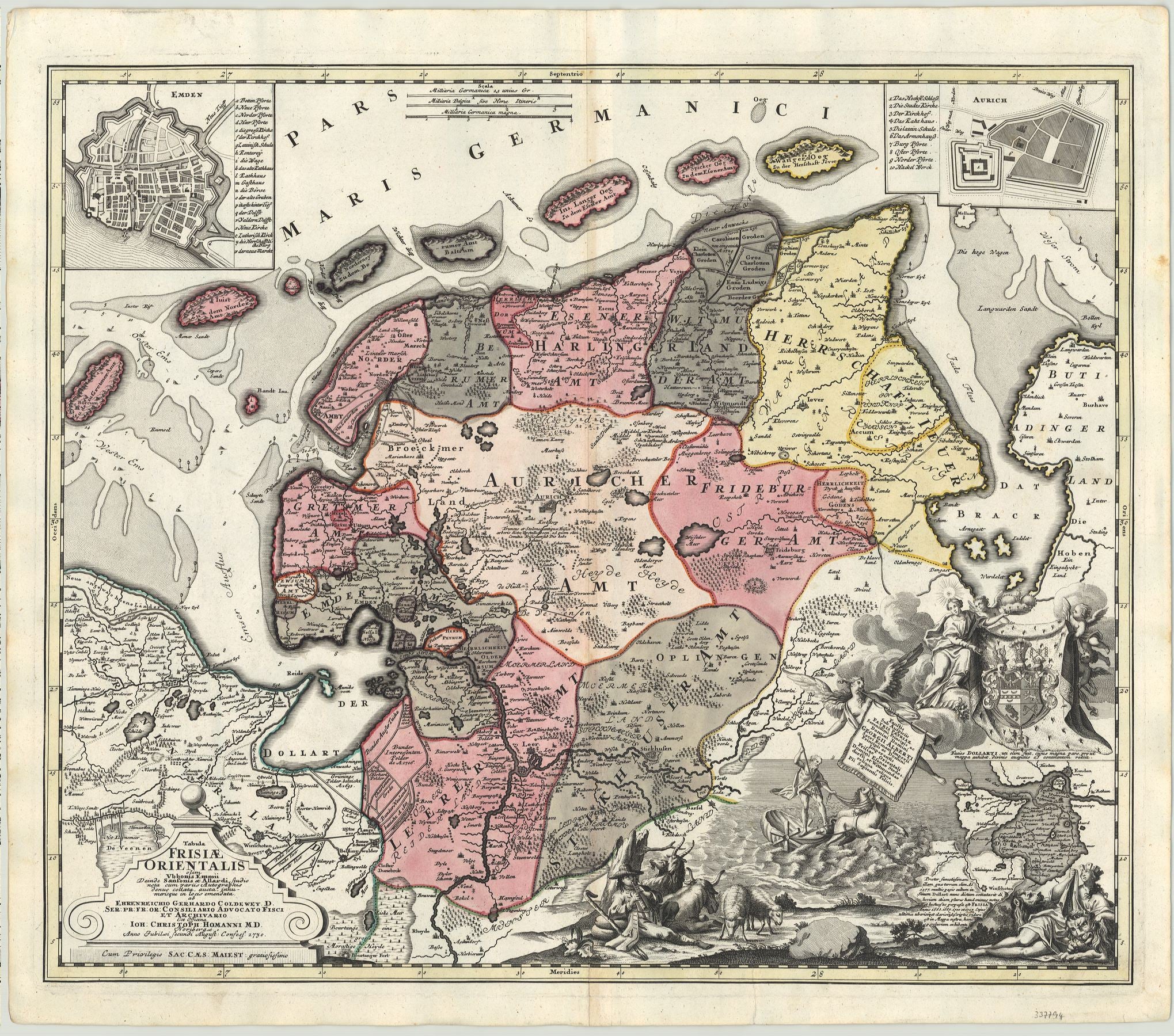 Ostfriesland im Jahr 1730 von Johann Christoph Homann