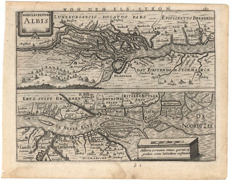 Hamburg - Elbe im Jahr 1651 von Johannes Janssonius