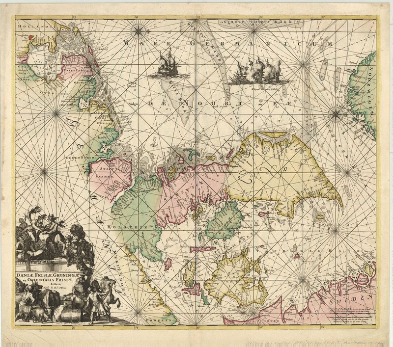 Seekarte Dänemarks um das Jahr 1750 von Reinier und Josua Ottens