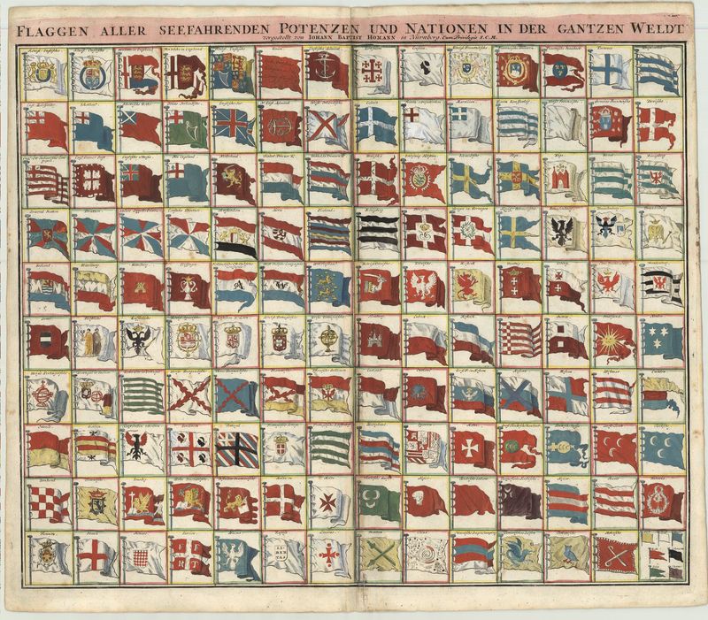 R2938   Homann, Johann Baptist : Flaggen aller seefahrenden Potenzen und Nationen der gantzen Weldt.  1730