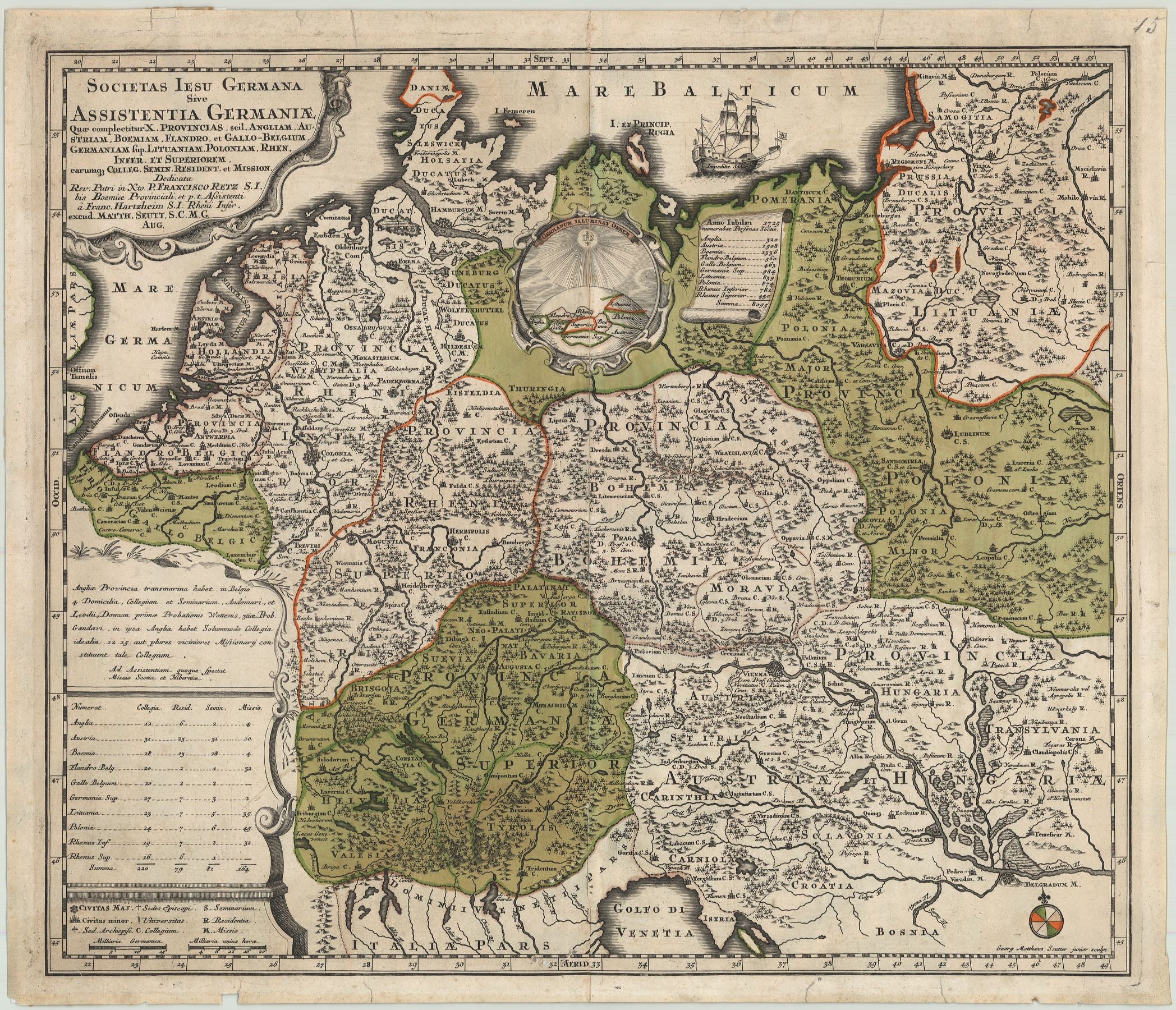 Ordensprovinzkarte Deutschlands um das Jahr 1740 von Matthias Seutter