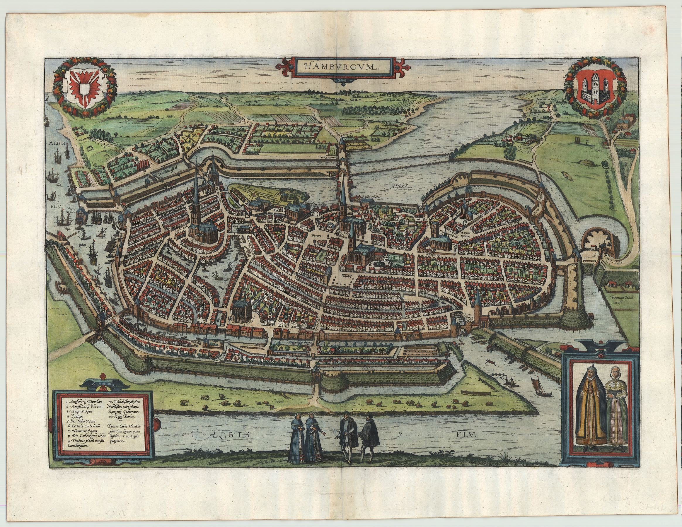 Hamburg im Jahr 1572 von Georg Braun & Frans Hogenberg