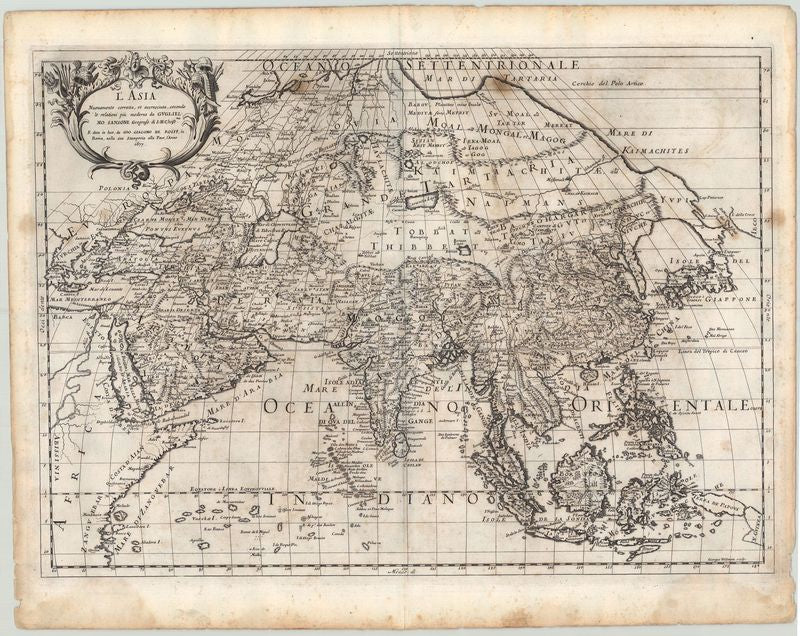 Asien im Jahr 1677 von Giovanni Giacomo de Rossi