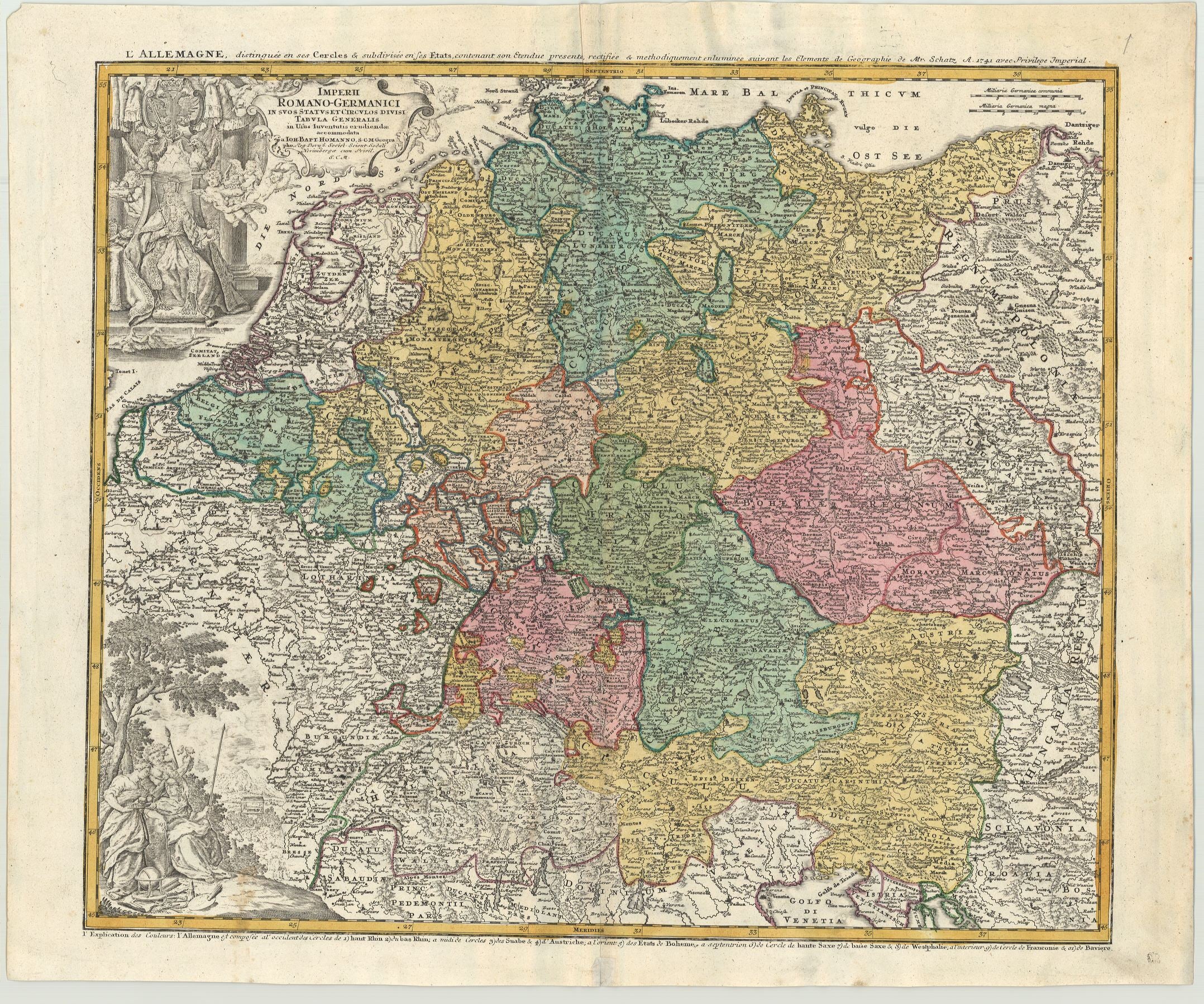 Homann, Johann Baptist: Imperii Romano-Germanici in suos status et circulos divisi Tabula Generalis. 1741