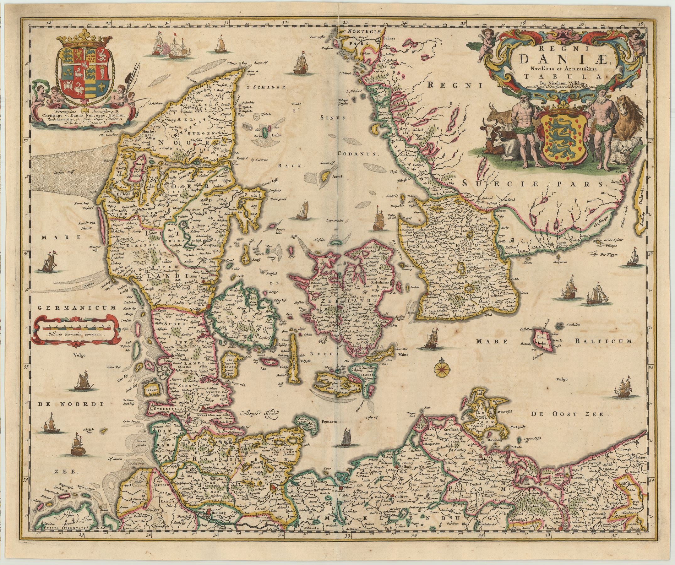 R2961  Visscher, Nicolaus: Regni Daniae Novisma et Accuratissima Tabula 1680