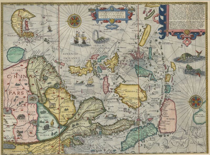 Südost-Asien im Jahr 1596 von Jan Huygen van Linschoten & Hendrik Floris van Langren